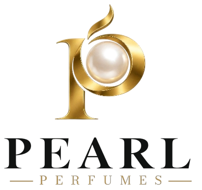 The logo for Pearl Perfumes, featuring a stylized gold letter 'P' with a pearl at its center, above the text 'PEARL PERFUMES' and the tagline 'SCENTS THAT STAY WITH YOU' on a solid white background.